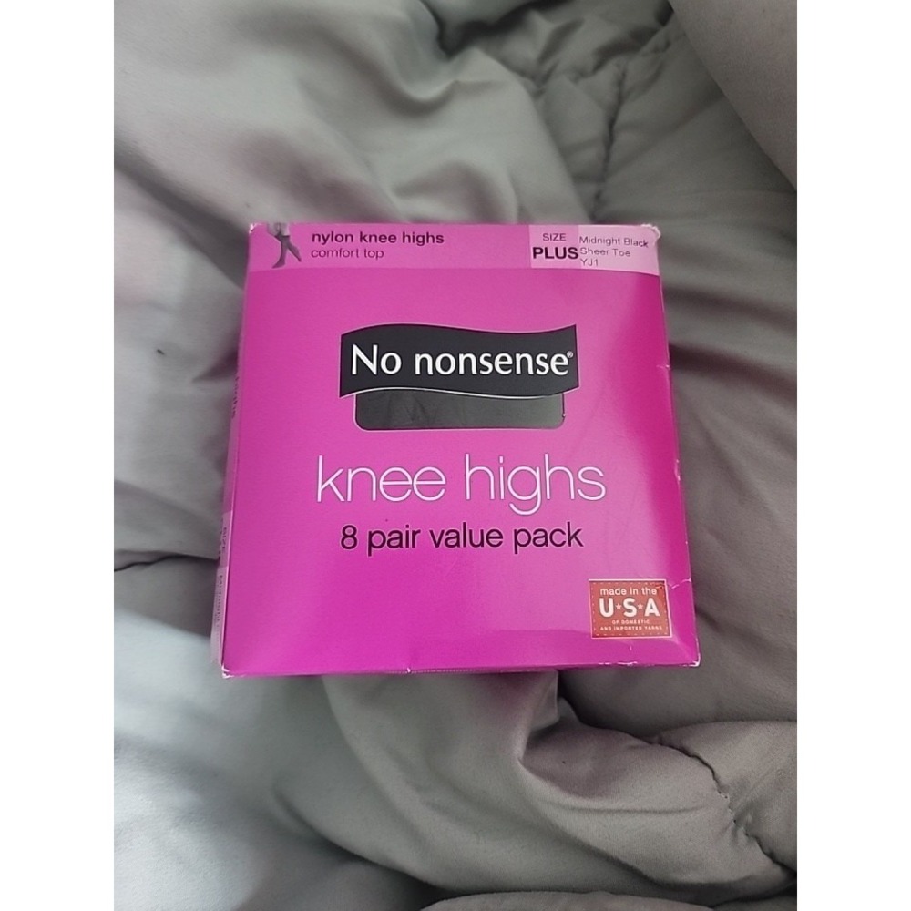 No Nonsense Nylon Knee Highs 8 Pair Value Pack Size Plus Midnight Black